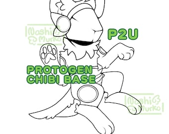 Arkusz referencyjny Protogen Chibi Fursona Podstawa | Grafika i podstawa futrzana