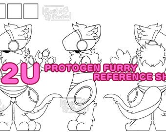 Arkusz referencyjny Protogen 3 Sided Fursona Podstawa | Grafika i podstawa futrzana