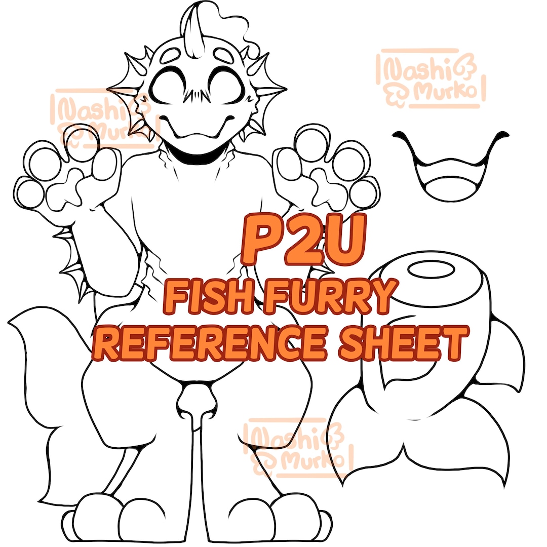 Fish Fursona Reference Sheet Base | Furry Line Art & Base - Etsy