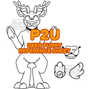 Deer Fursona reference sheet Base | Furry line art & base