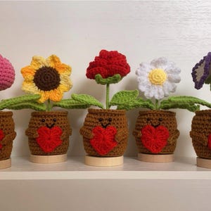 Handmade Crochet Sunflower, Tulip, Daisy, Crochet Flowers, Emotional Support Plant, Desk Decor, Gift for her