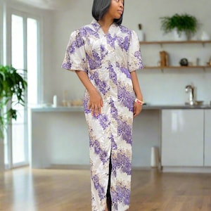 Elegant Damask Brocade fitted Afro Talia Dress