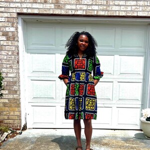 Afrikanischer Druck Ankara Afro Tiara Kleid mehrfarbiges Kleid