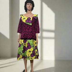African Print Ankara Formal Mixed Pattern Dress