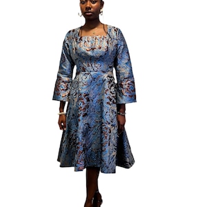 Elegant Damask Brocade Dress