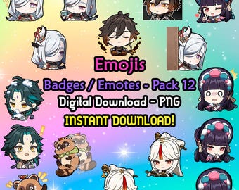 Genshin Impact Pack 12 Emojis / Badges / Emotes - PNG