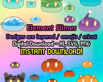 Slimes Genshin Impact / Element Slimes / Emojis / cricut / AI - SVG & PNG