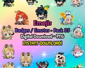 Genshin Impact Pack 35 Emojis / Badges / Emotes - PNG