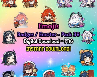 Genshin Impact Pack 38 Emojis / Badges / Emotes - PNG