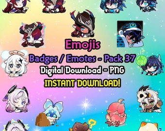 Genshin Impact Pack 37 Emojis / Badges / Emotes - PNG