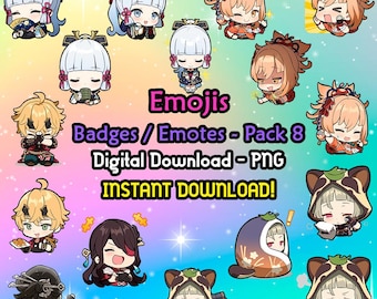Genshin Impact Pack 8 Emojis / Badges / Emotes - PNG
