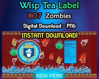 Label Wisp Tea Black Ops 7 - Perk Zombies - Wisp Tea - BO7 Zombies - COD - PNG
