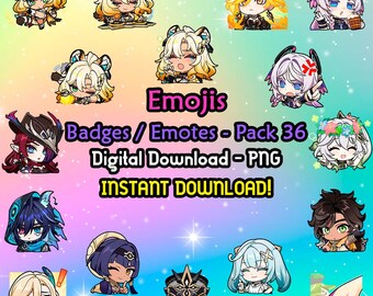 Genshin Impact Pack 36 Emojis / Badges / Emotes - PNG