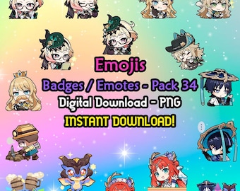 Genshin Impact Pack 34 Emojis / Badges / Emotes - PNG