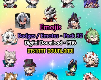 Genshin Impact Pack 32 Emojis / Badges / Emotes - PNG