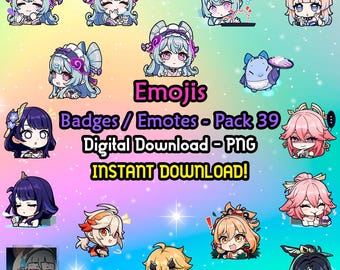 Genshin Impact Pack 39 Emojis / Badges / Emotes - PNG