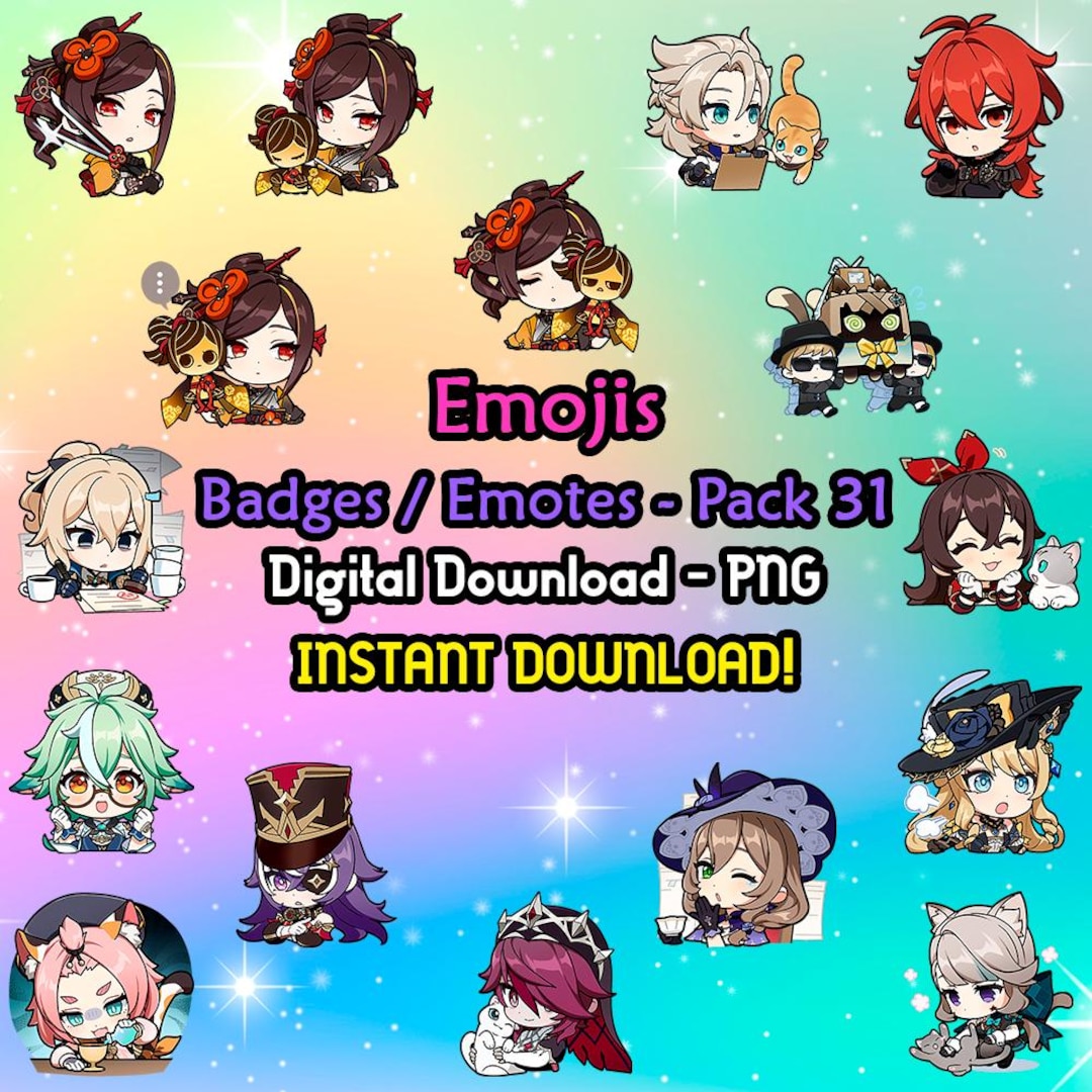Genshin Impact Pack 31 Emojis / Badges / Emotes PNG