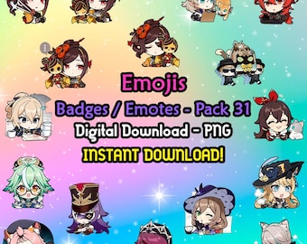 Genshin Impact Pack 31 Emojis / Badges / Emotes - PNG
