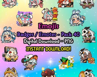 Genshin Impact Pack 40 Emojis / Badges / Emotes - PNG