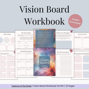 Vision Board Workbook, Manifestation Planner, Goal Setting Planner, Vision Board Planner, Success Planner, Monthly Planner, New Year