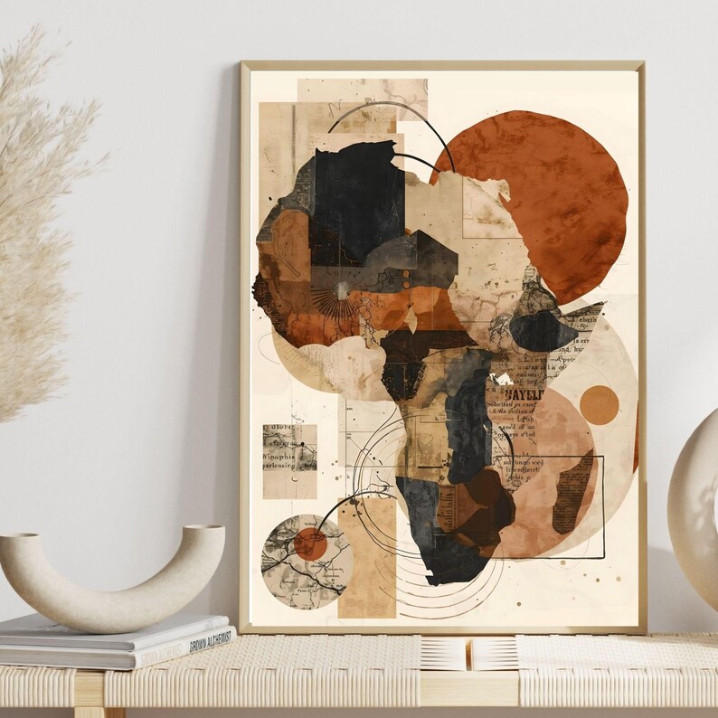 Abstract Africa Wall Art Printable, Modern Afrocentric Collage Map ...