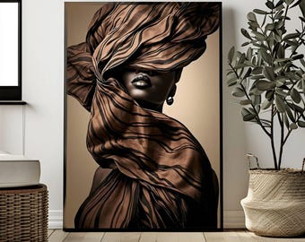 Afro Woman Wall Art Printable | Minimalist Black Muse Portrait | Modern Feminine | Neutral Boho Decor