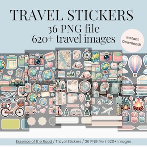 Digital Travel Stickers, Travel Digital Stickers, 620+ Stickers, PNGs Digital Stickers, transparent background, PNG travel stickers, digital