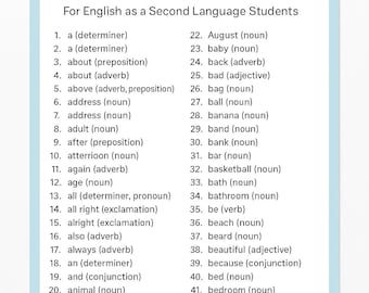 615 English Vocabulary Words for Language Learners