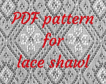 Harju-Jaani pattern, lace shawl knitting pattern in PDF file, pattern for Haapsalu shawl knitting with Estonian nupps