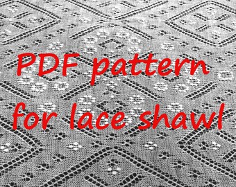 Lace shawl knitting pattern in PDF file, Pattern of Mandala, pattern for Haapsalu shawl knitting