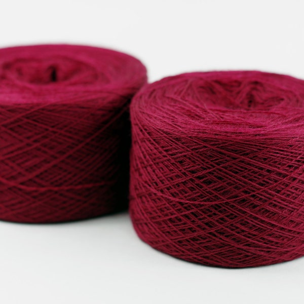 Dark burgundy red color lace weight merino yarn for lace knitting or Haapsalu shawl knitting, measure 2/28, 100 grams (1526yard)