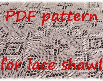 Patrón de tejido de chal de encaje en archivo PDF Cinema Shawl, inspirado en los mitones estampados de Muhu, patrón para tejer chal Haapsalu