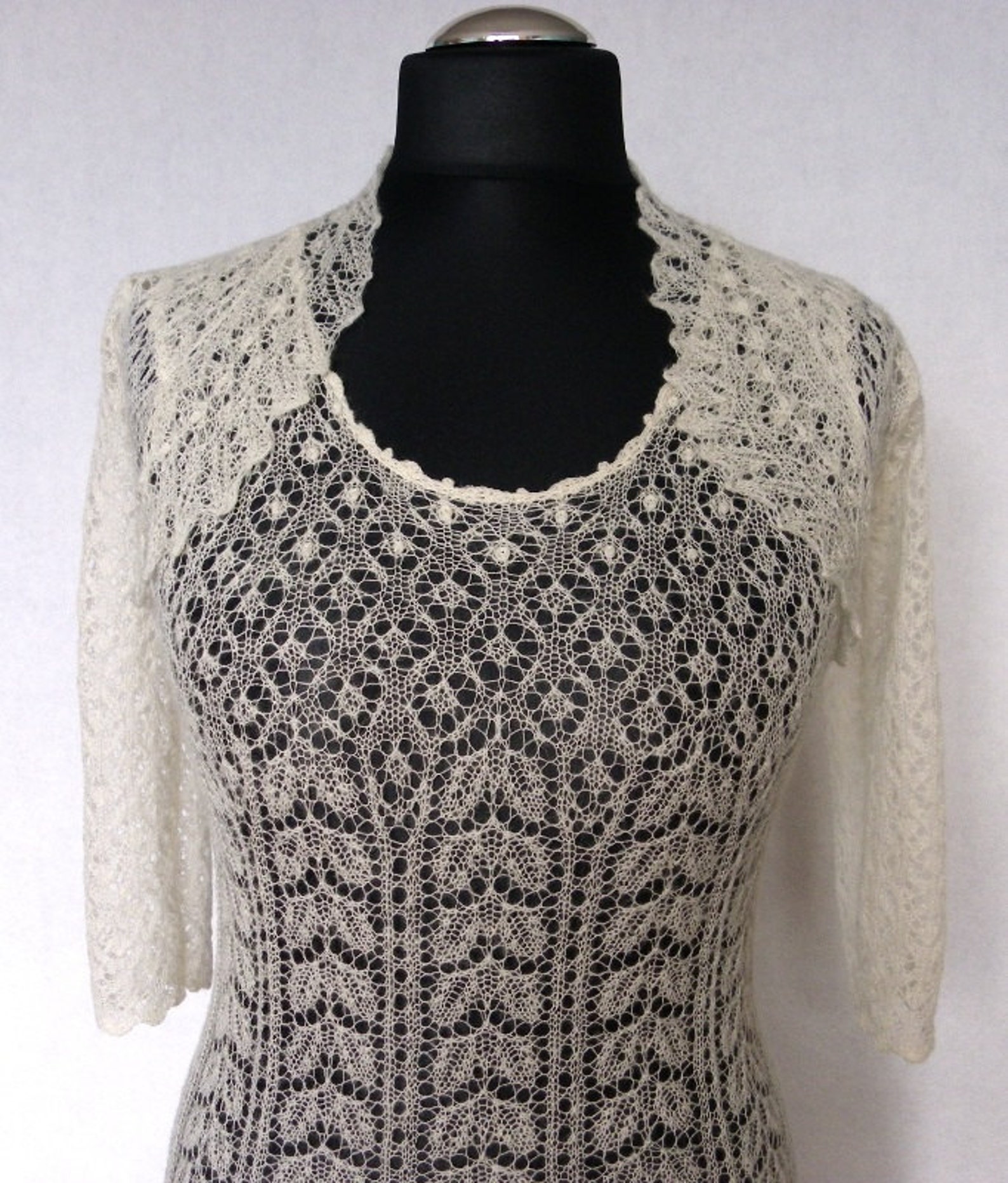 Hand Knitted Festive/ Wedding Dress Fine Natural White Wool Etsy