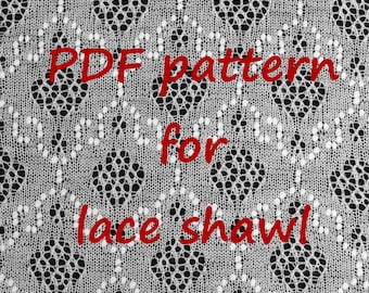 Ingrid pattern, lace shawl knitting pattern in PDF file, pattern for Haapsalu shawl knitting