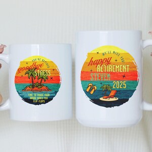vintage style retro Retirement Mug, Personalized Gift for Coworker, Boss, Teacher, Custom Name Coffee Cup