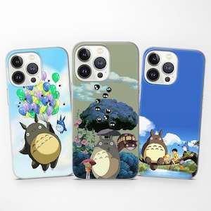Coque Totoro Anime pour iPhone 16e Pro 15 14 13 12 Xs 7 SE, Japon Ghibli Coque pour Samsung S25 A26 A36 A56 S24+ S23 S22 S21 S20 Fe A13