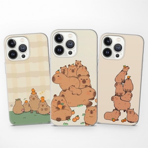 Capybara Handyhülle passend für iPhone 16 15 14 Pro Max 13 12 Mini Xr Xs 7 SE, Capy Cover passend für Samsung S25 A26 A36 A56 S24 Ultra S23 S22 S21 FE S20