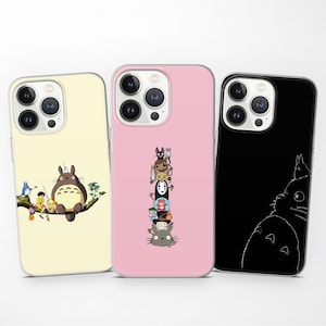Custodia per telefono anime Totoro per iPhone 16e Pro 15 14 13 12 Xr 7 SE, custodia Ghibli Studio adatta a Samsung S25+ A26 A36 A56 S24 S23 S22 S21 FE S20 A73