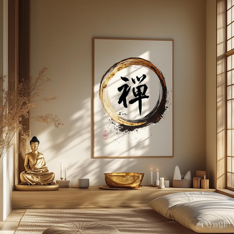Zen Calligraphy Wall Art - Japanese Enso Circle Kanji | Printable Shodo ...