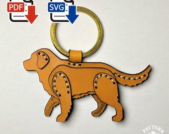 Golden Retriever Leather Bag Charm & Keychain PDF SVG Pattern