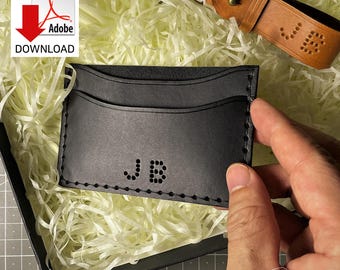 Tarjetero y llavero de cuero DIY con iniciales personalizadas - Patrón de cuero