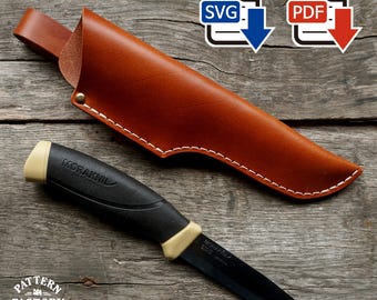 Patrón de funda de cuero para cuchillo: Modelos Mora Garberg y similares (Descarga en PDF y SVG)