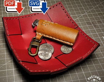 Patrón de bandeja de cuero tejido de lujo - Organizador de escritorio SVG PDF