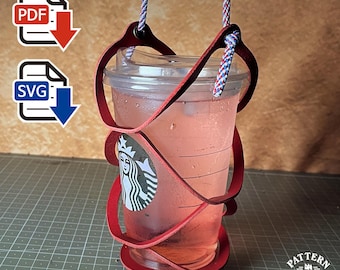 No-Sew Leather Cup Carrier Pattern | DIY Expanding Net Cup Holder PDF & SVG Template