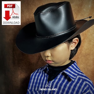 Cowboy Hut Schnittmuster für Kinder - 51 cm & 53 cm - Leder DIY PDF