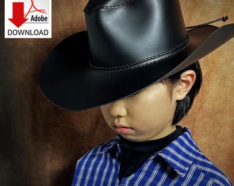 Patroon cowboyhoed voor kinderen - maten 51 en 53 cm - leer DIY pdf