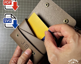 Patrón para cartera de cuero sin costuras: Tarjetero con iniciales de la A a la Z (PDF + SVG)