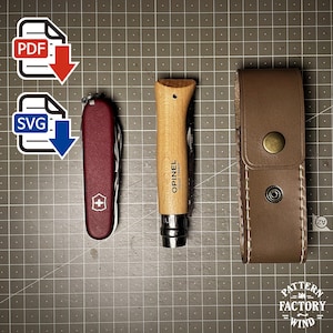 Dual Snap Folding Knife Sheath : Leathercraft Pattern (Expert Fit for Victorinox & Opinel)  PDF SVG