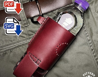 Patrón personalizado para portabotellas de cuero / Proyecto de regalo con nombre personalizado en formato PDF y SVG