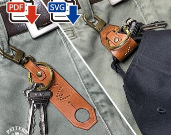 Patrón digital para cuero: llavero porta sombreros transformable 2 en 1 (PDF y SVG)